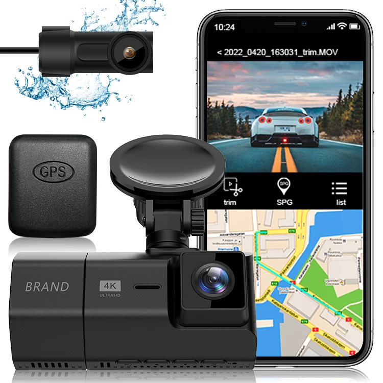 

4k Dash Cam Three Channels Camera 2k Rearview With 2K 1080P In-cabin GPS WIFI Car Recorder