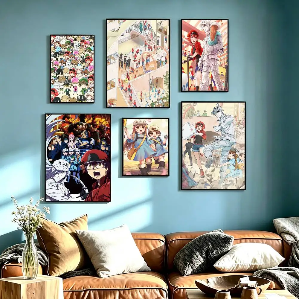 Anime Cells at W-Work Poster Waterproof Wall Art Sticker For Bar Living Room Vintage Decor High Quality Print Gift