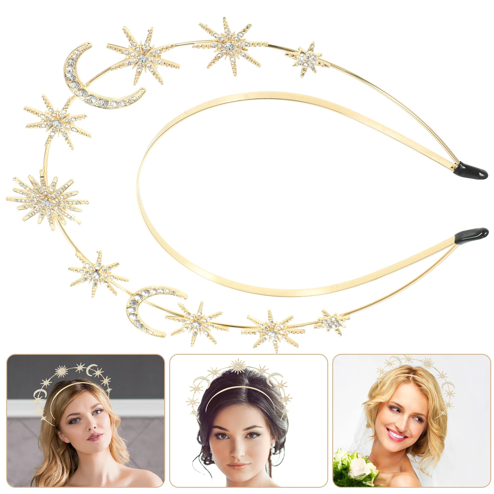 อุปกรณ์จัดงานแต่งงานสําหรับเจ้าสาว Star Headband ผู้หญิงมงกุฎผม Headpiece วันเกิด Moon หมวก