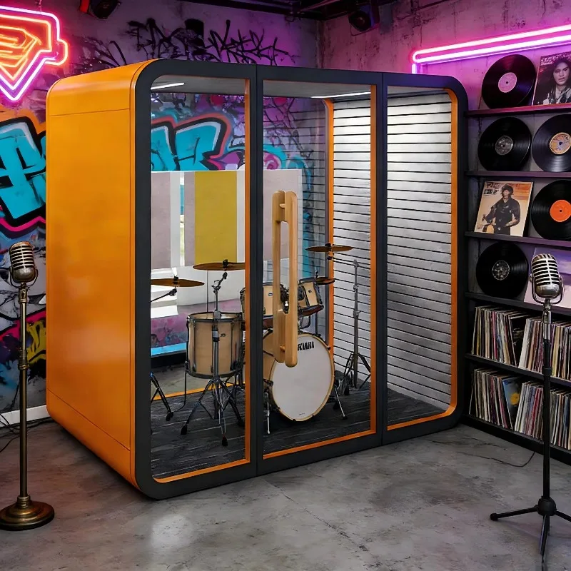 Soundproof Office Cabin with Foldable & Revolving Features for Office Building and Hotel Use Modular Contemporary Design