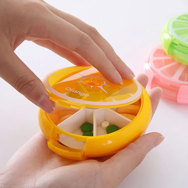 Pocket-size Pill Box with Dividers for Easy Medication Management on-the-Go Round 7-compartment Rotating Pill Box，Mini Pill Box