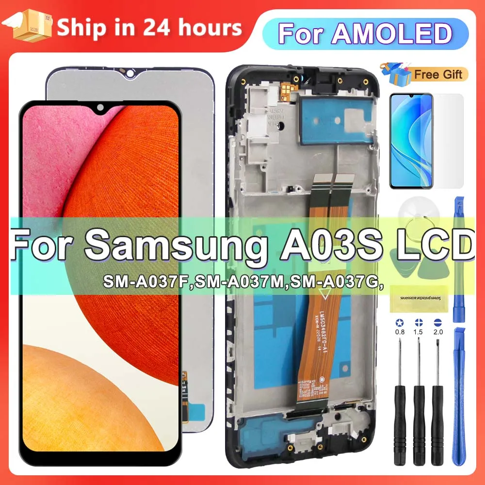 6.5\'\' A03s Display Screen for Samsung Galaxy A03s SM-A037F A037F/DS Lcd Display Touch Screen Digitizer with Frame Replacement