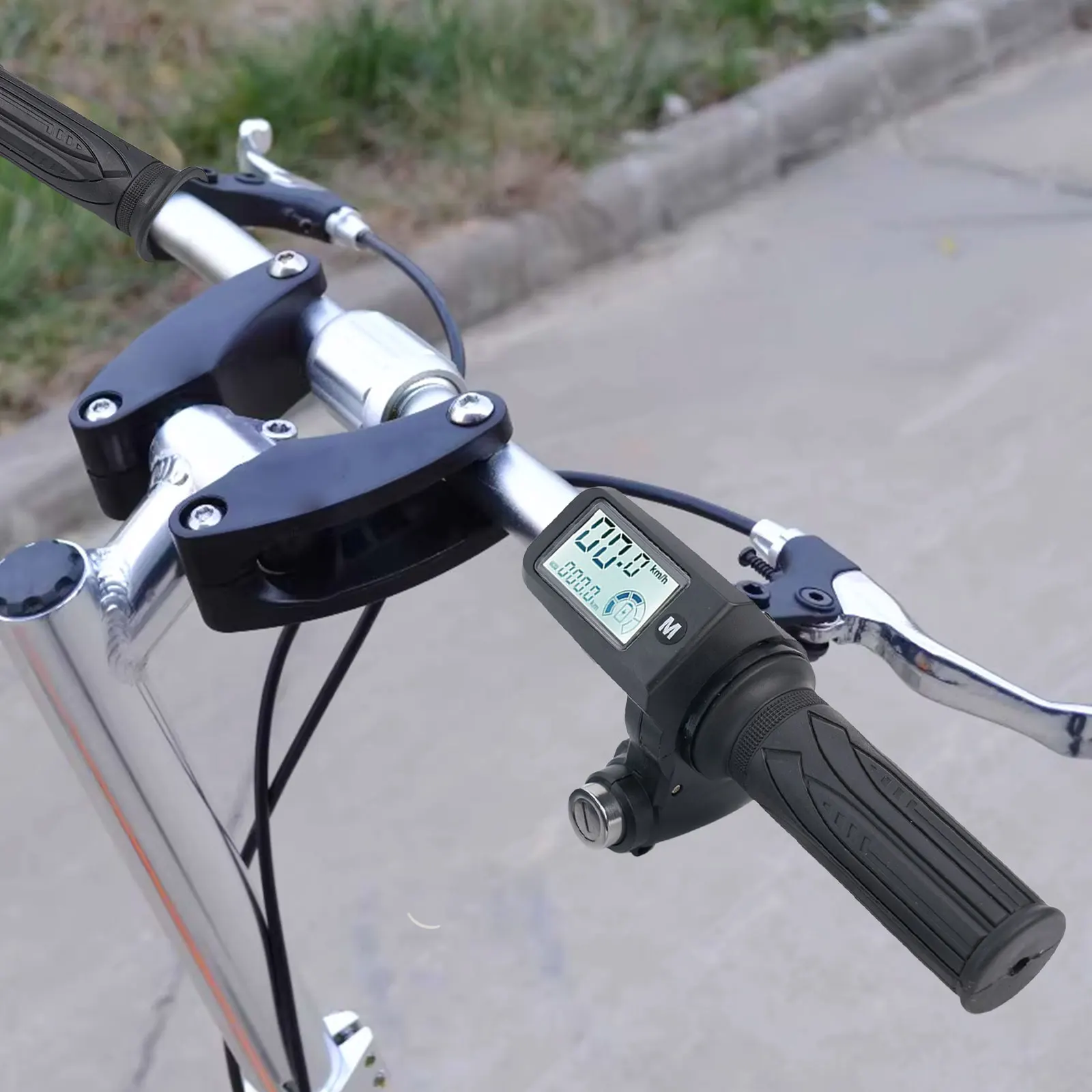 Twist Throttle With LED Display 24-72V Electric Scooter Grip Handlebar 3 Gear Adjustable Voltage Meter Scooter Accessories