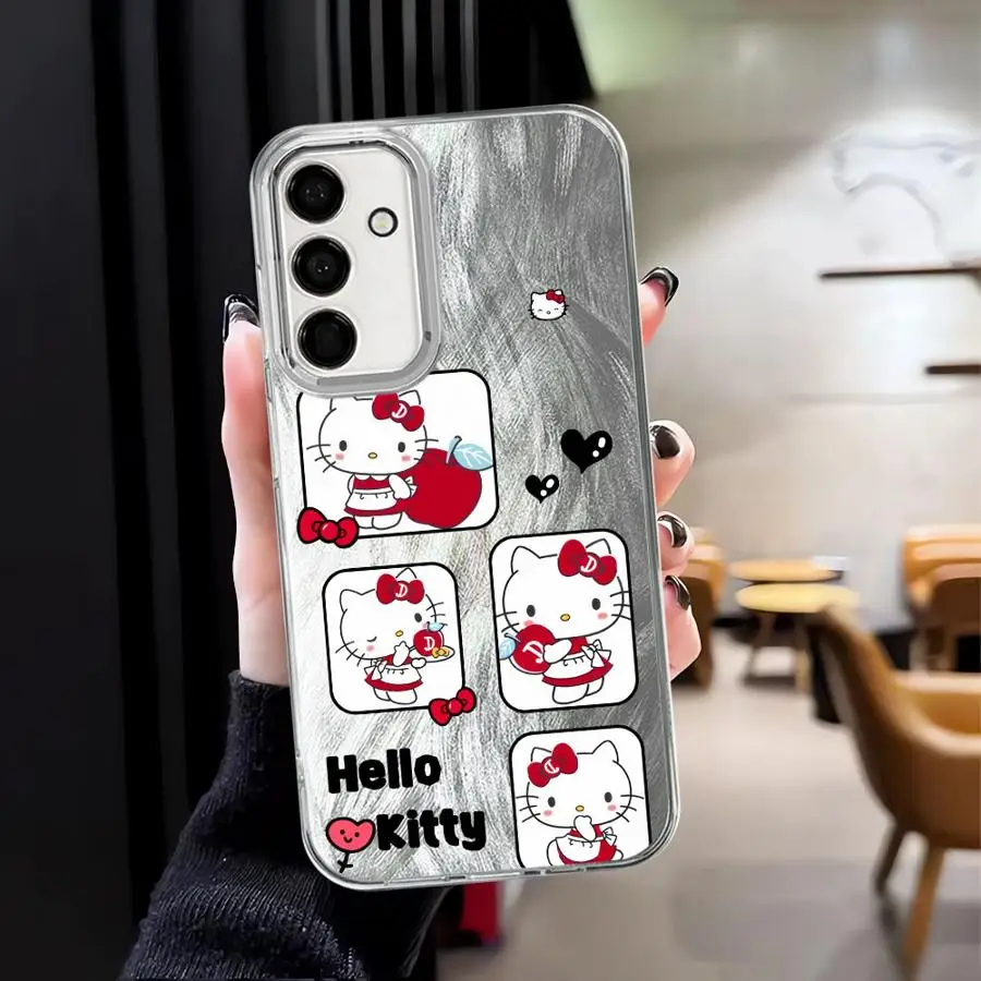 حافظة هالو كيتي اللطيفة لهاتف سامسونج جالاكسي A24 A33 A34 A13 A14 A35 A36 A15 A16 A26 A21s A23 A55 A51 A52 غلاف ناعم أسود