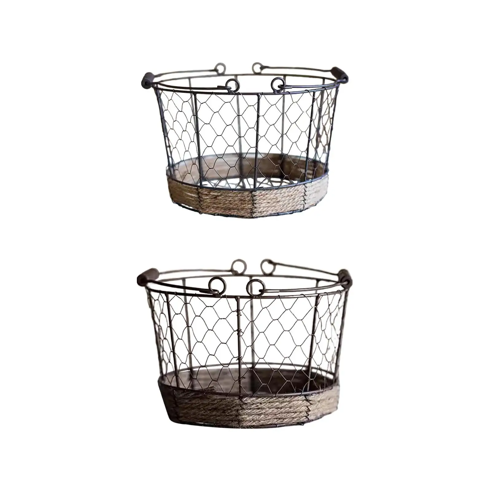 Eggs Wire Storage Basket Fruit Stand Metal Iron Wire Woven Basket with Handle for Dining Table Farmhouse Kitchen Bathroom Fruits