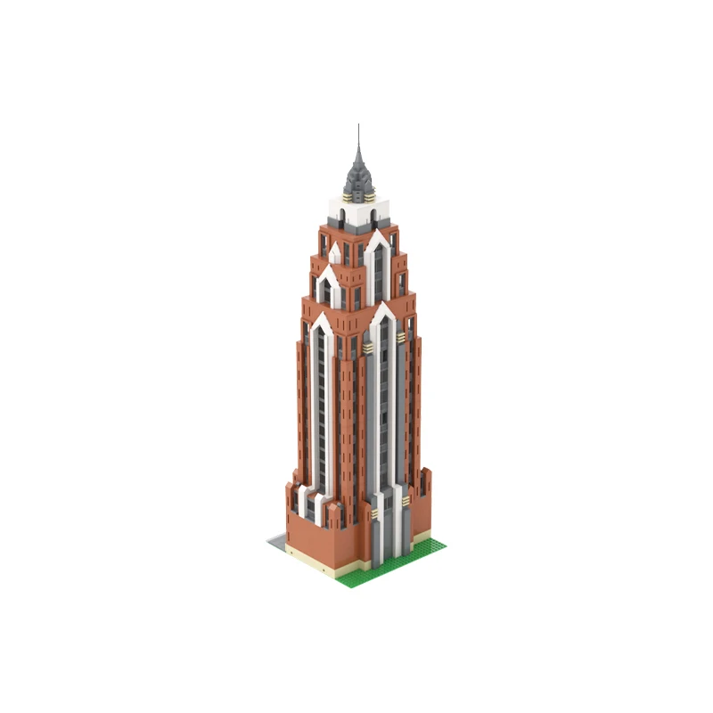 MOC Art Deco Skyscraper Building Blocks Set Modular Street View High Rise Tower Architecture Model DIY Bricks Toy Gift Adults