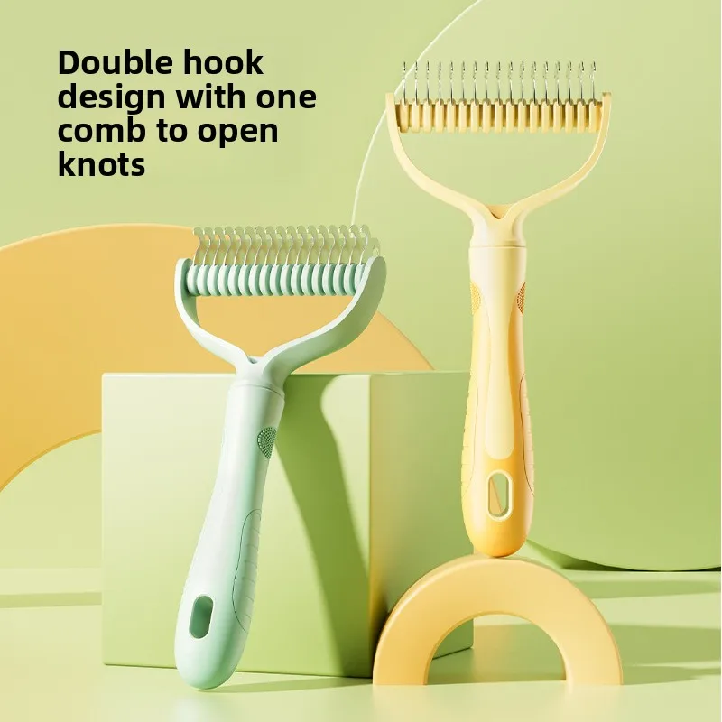 

Dual-Sided Detangling Brush for Dogs and Cats - 2-in-1 Anti-Tangle Grooming Comb, Professional Deshedding Tool with Rounded Tips