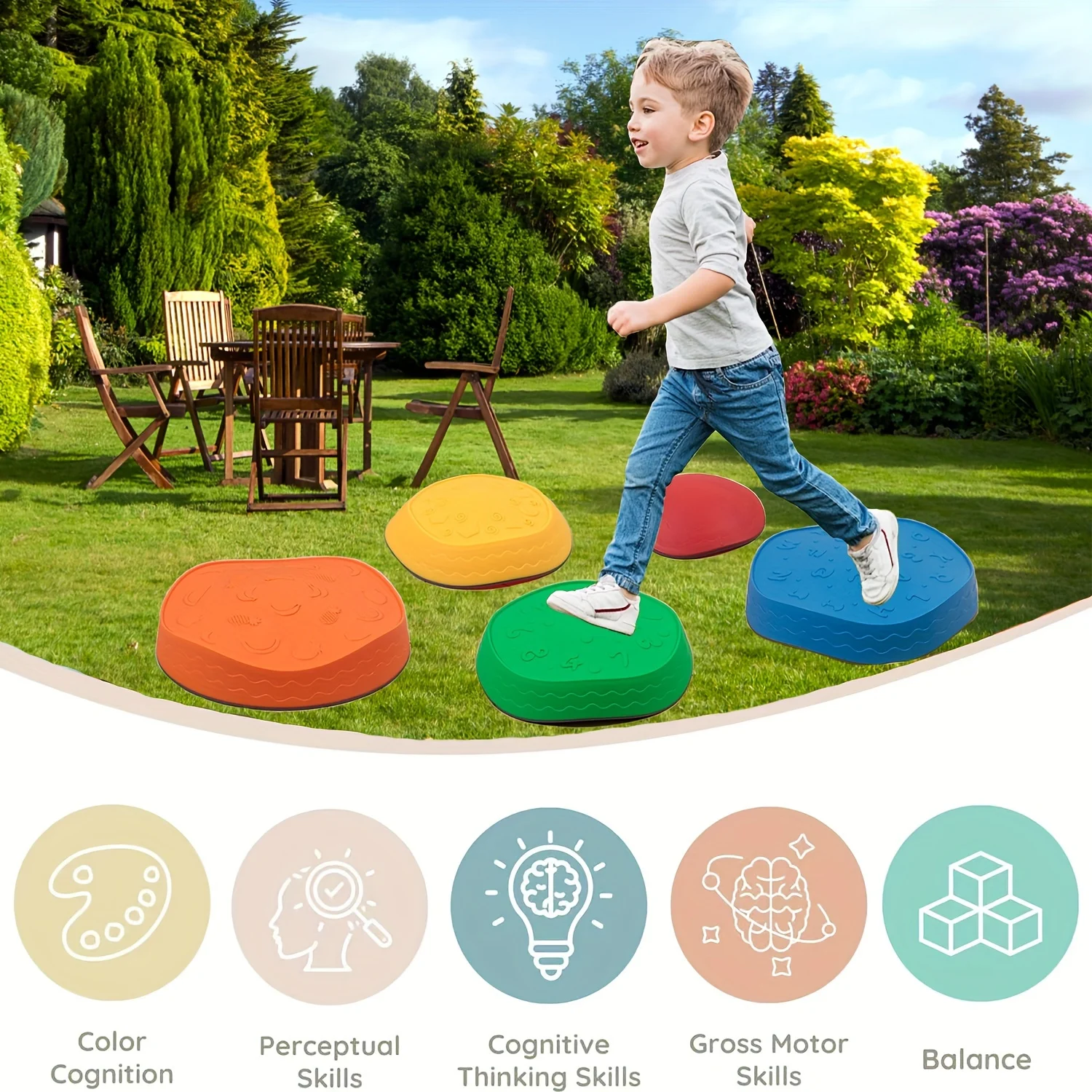 Pas de charbon pour Kids-5Pcs les enfants Balance Pas de charbon Tout-petit Obstacles Course Coordination Jeu Jouets mentaires oriels