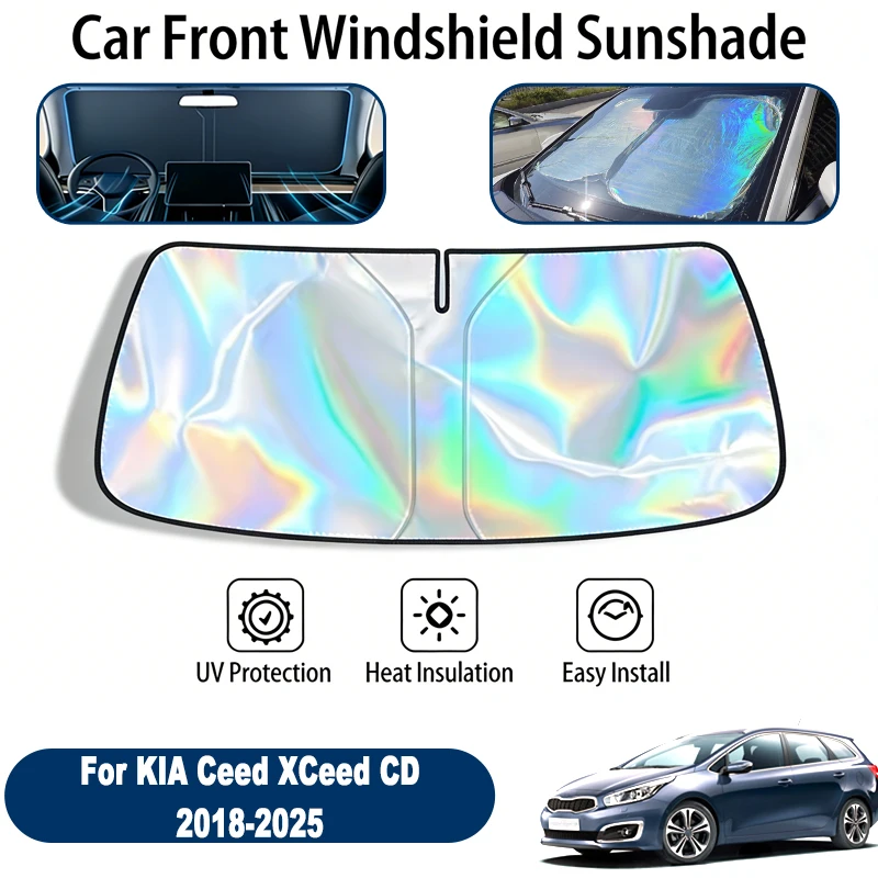 

Солнцезащитный экран на лобовое стекло для KIA Ceed XCeed CD 2018-2025, складной, УФ-отражающий, защитный чехол для переднего окна, аксессуары