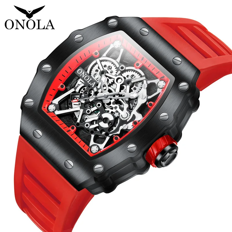 Reloj de cuarzo Aona/onolaimpermeable para hombre, correa de silicona, alta calidad