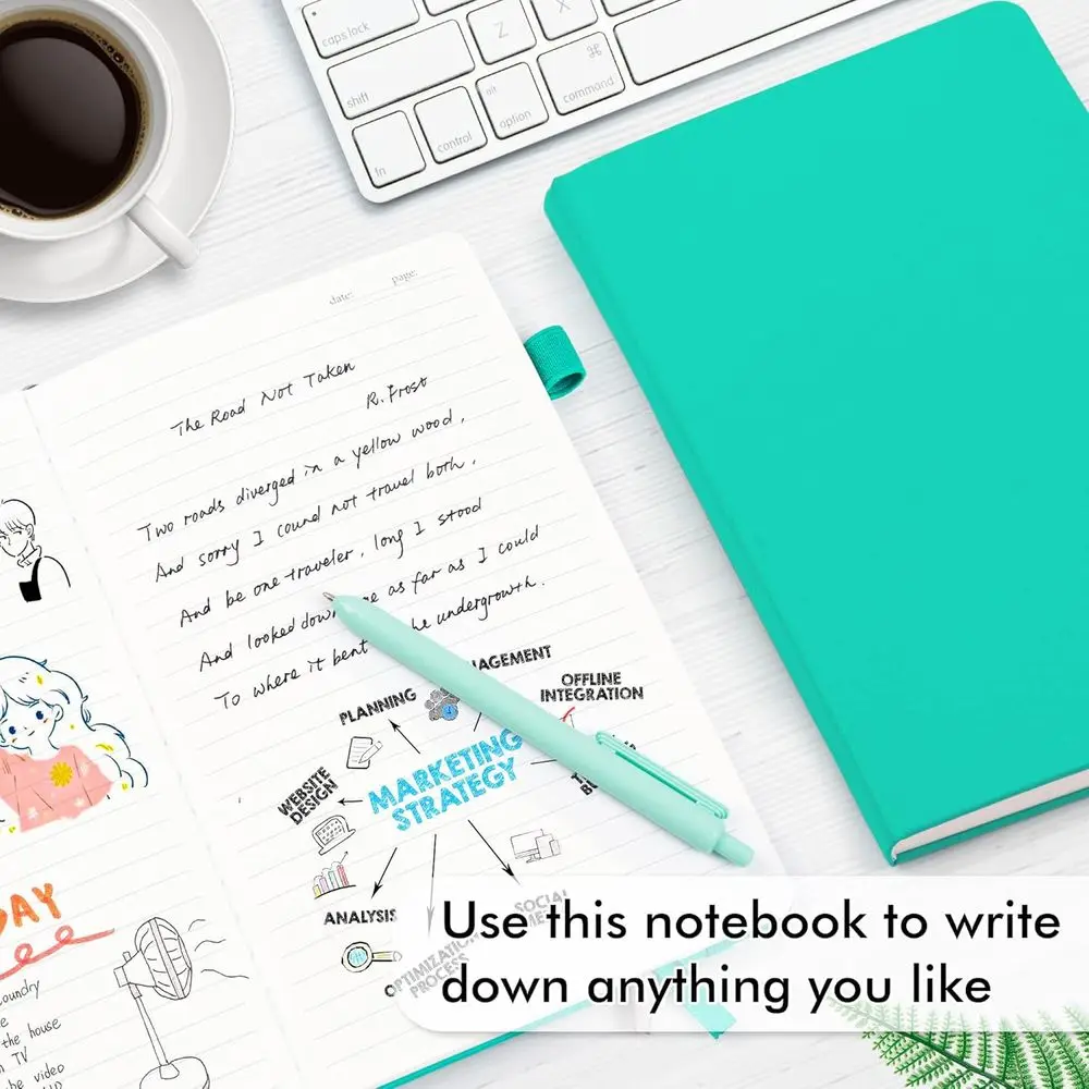 Набор ежедневников A5 Aqua в твердом переплете с подставкой для ручек, 12 шт., 120 GSM, 5,1x8,3 дюйма, для женщин, девочек, школы и бизнеса, в