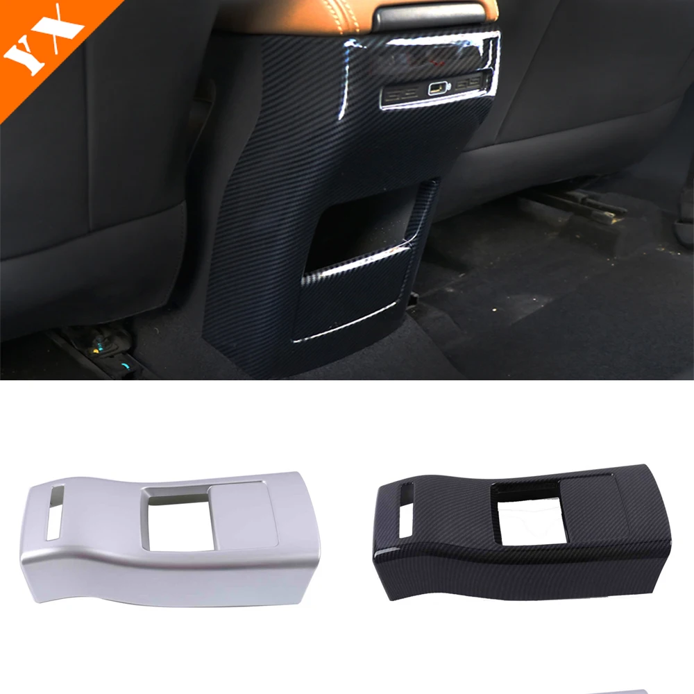 Chrome Carbon look Trim Garnish For Geely Coolray Accessories 2019-2022 Car Rear Air Conditioner Outlet Anti Kick Decor Cover