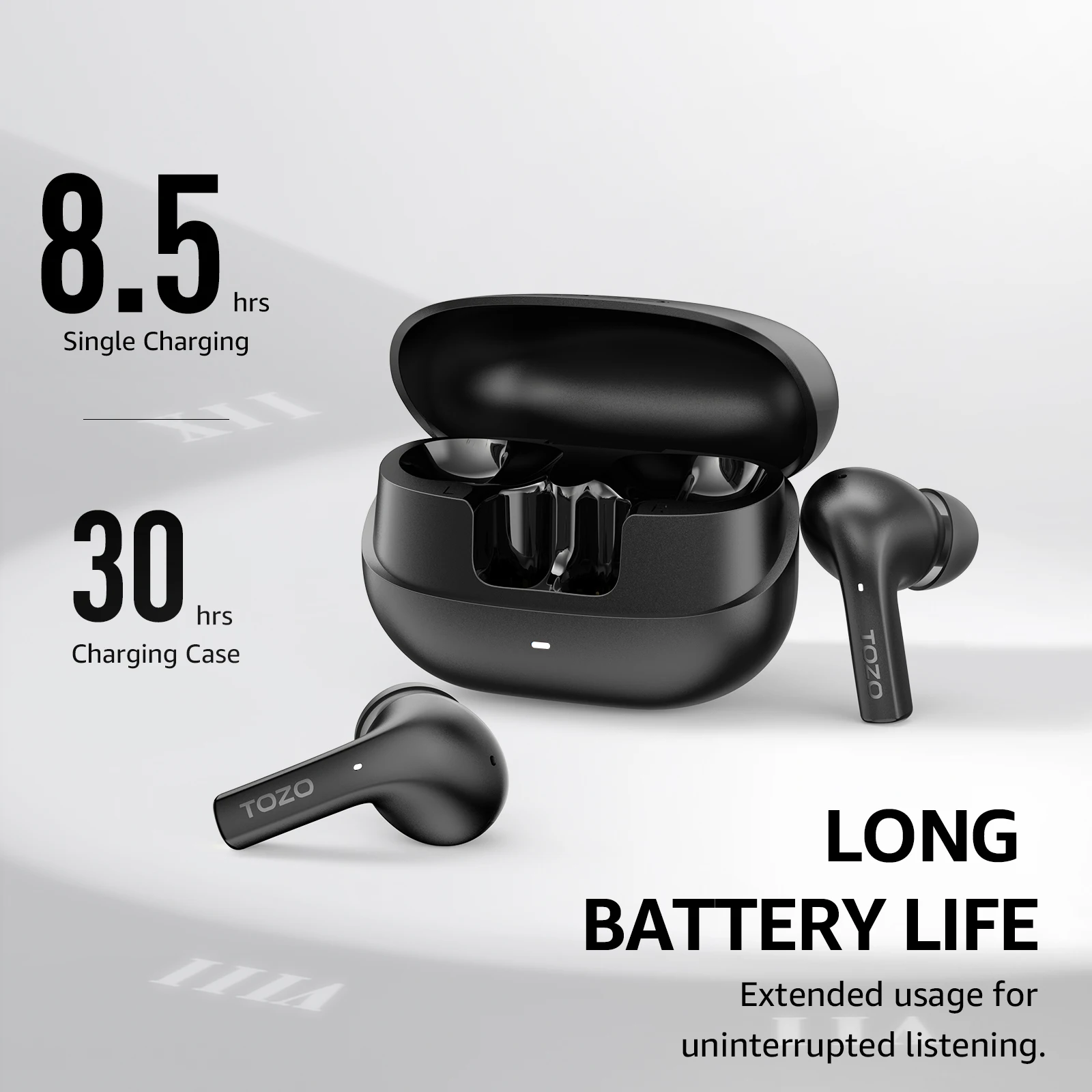 TOZO E2 True Wireless Earphones Sport Bluetooth Earbuds In Ear With Mic For Android iOS 30H Playtime Noise Reduction