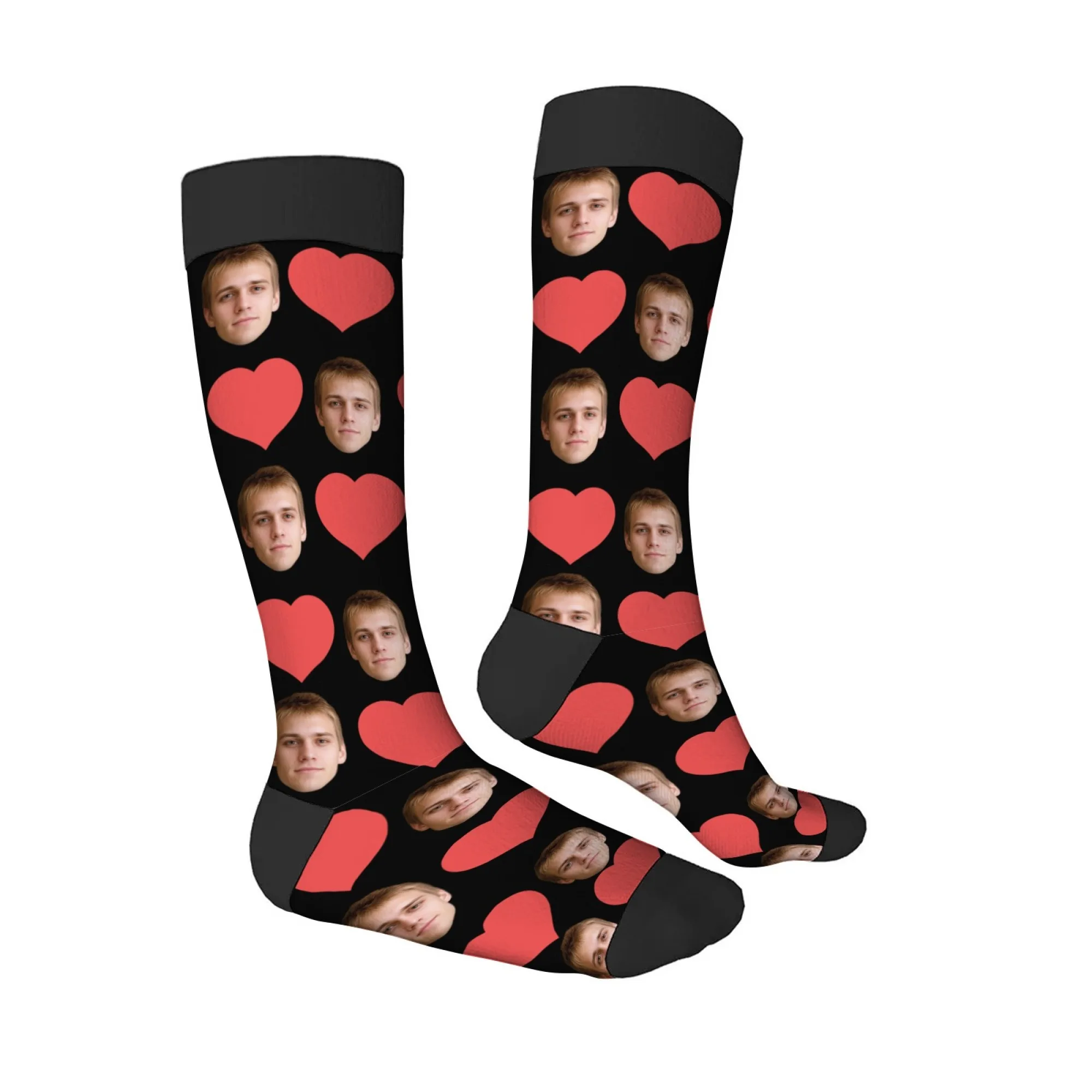 1 pair of DIY personalized custom face photo socks novelty portrait print fun stockings happy birthday festival anniversary gift view 3