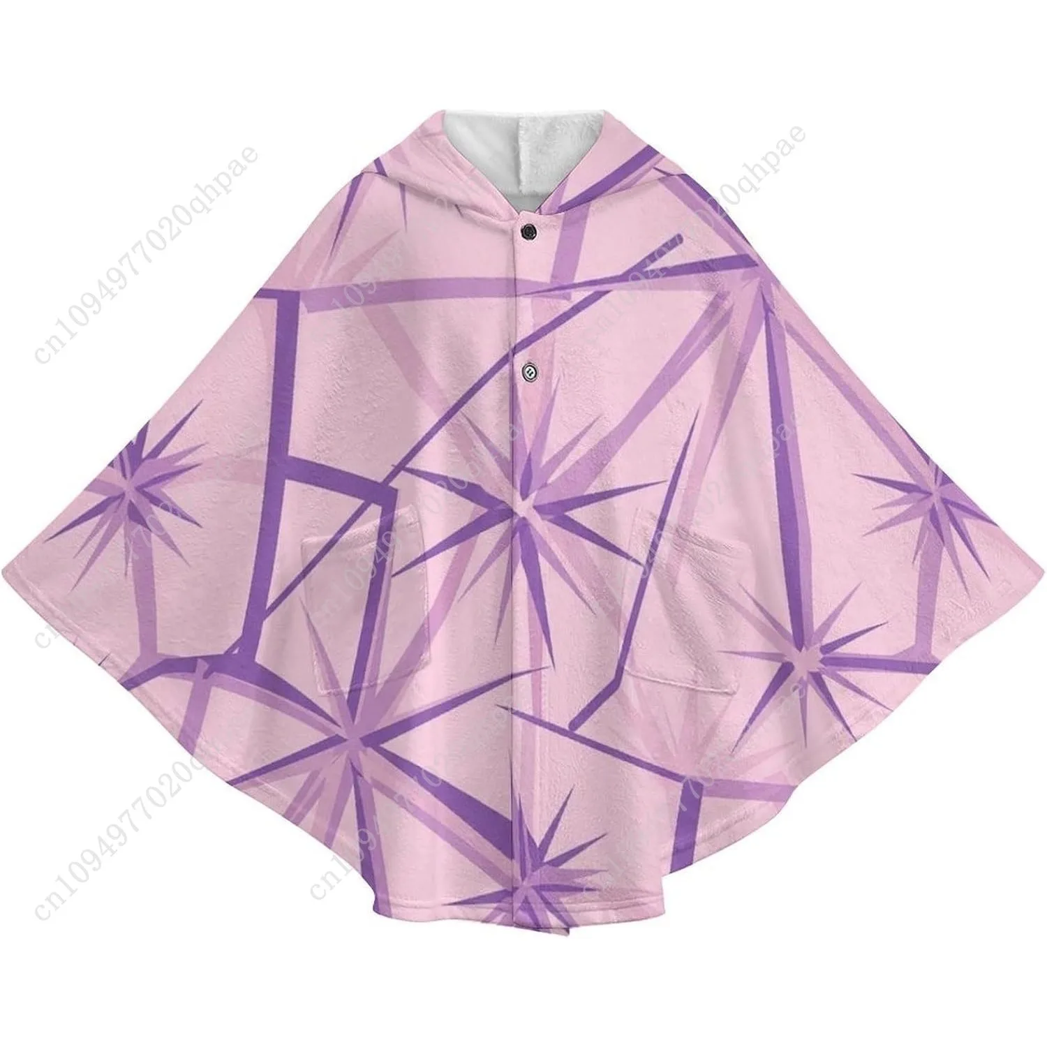 سترة بطانية مريحة من الفلانيل، هوديي كبير الحجم بأشكال هندسية تجريدية مع جيوب للأطفال والمراهقين #4