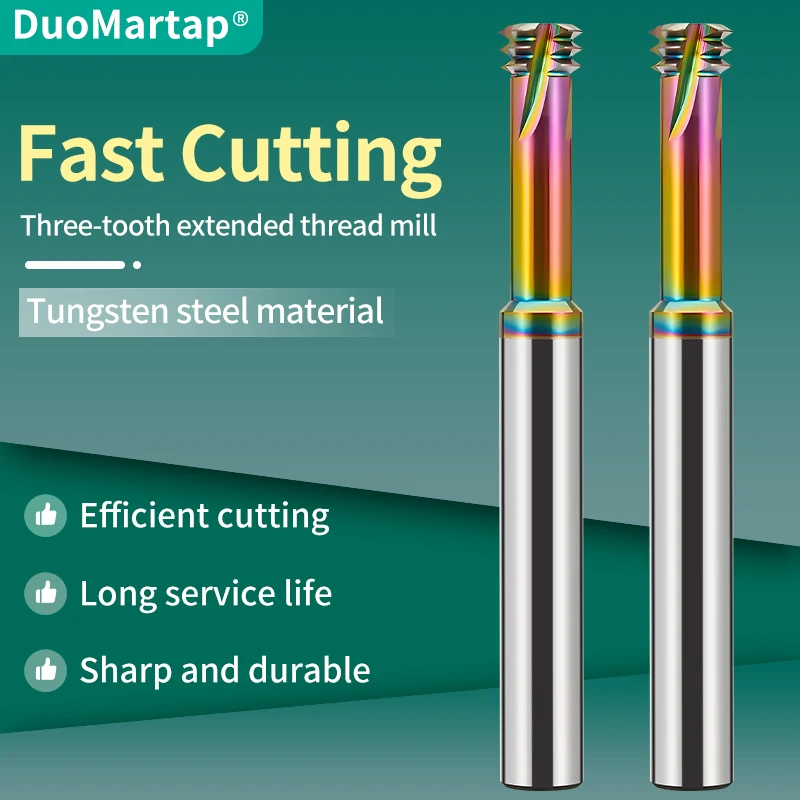 

DuoMartap New Long Tridentate Thread router bit Three Teeth Aluminum Processing Tungsten Steel Thread Mills CNC Router Bits