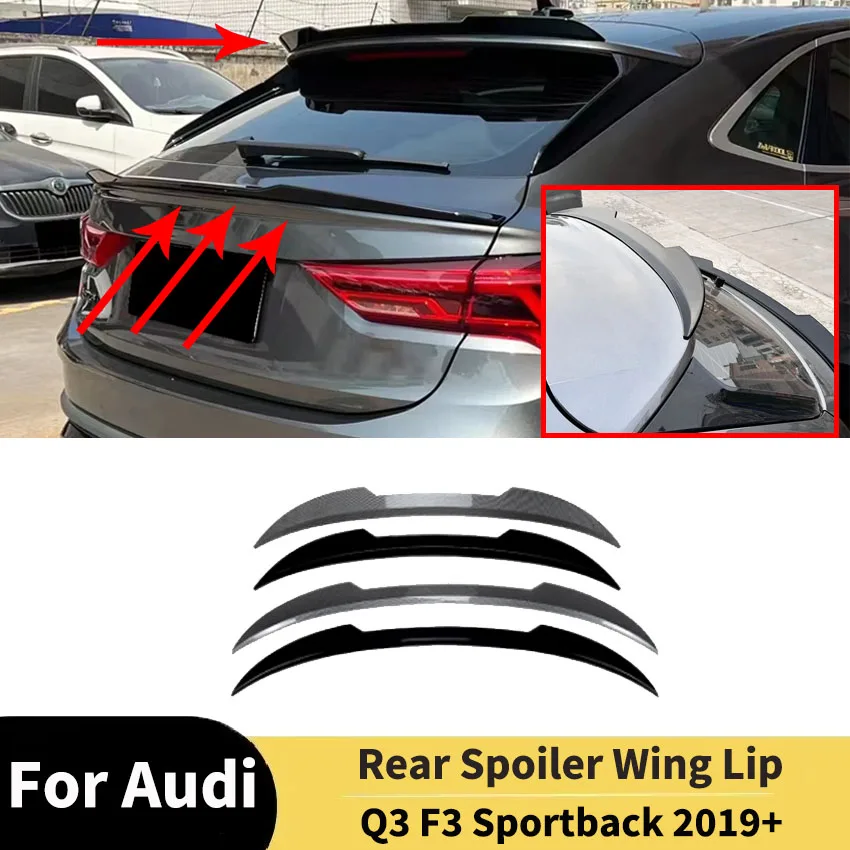 

Car Rear Trunk Lid Top Mid Wing Spoiler Lip Accessories For Audi Q3 F3 Sportback 2019 2020 2021+ Auto Parts Body Kits Tuning