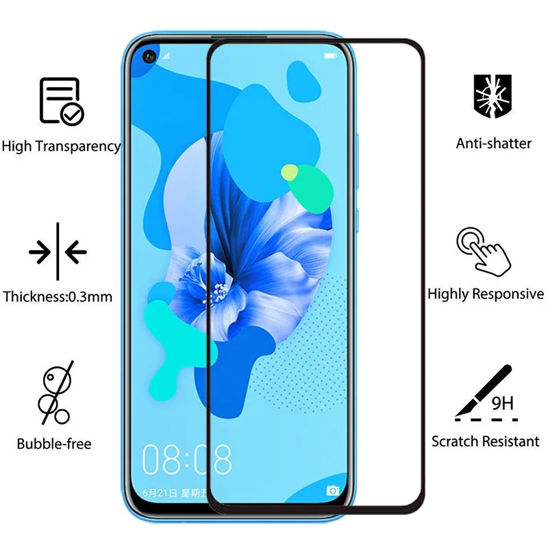 9d protective tempered glass for huawei nova 5t screen protector on nova5t nov 5 t t5 safety film huawey huwei hawei huawi huawe