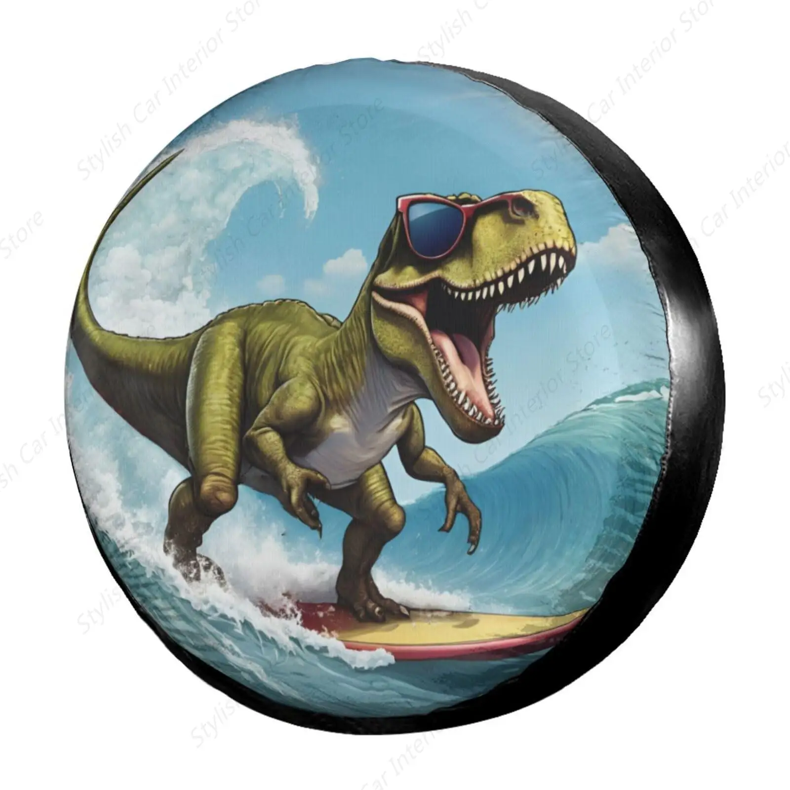

Чехол на запасное колесо для серфинга с динозавром, защита от солнца, водонепроницаемый для грузовика, прицепа, внедорожника и многих транспортных средств