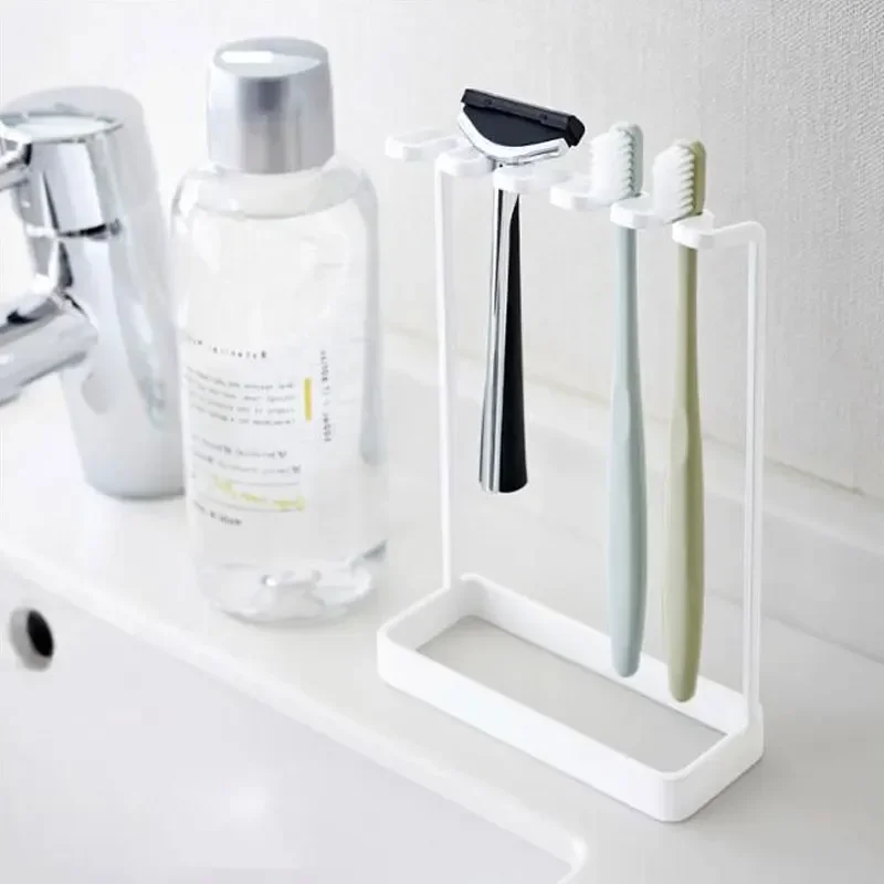 New Countertop Toothbrush Holder Storage Multi-functional Metal Holder Toothbrush paste Razor Tissue Bathroom Standing Shelf