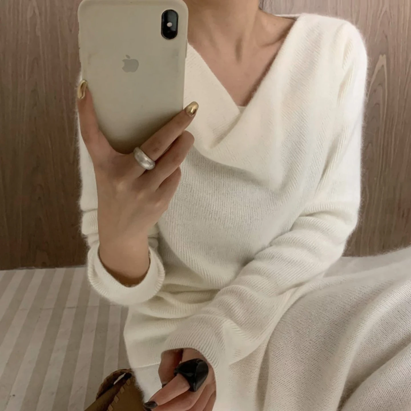 Chic Commuter Sle Damen-Strickwaren, weiches, gerafftes Design, schlankmachender Neline-Pullover, vielseitiges langes Sve-Top