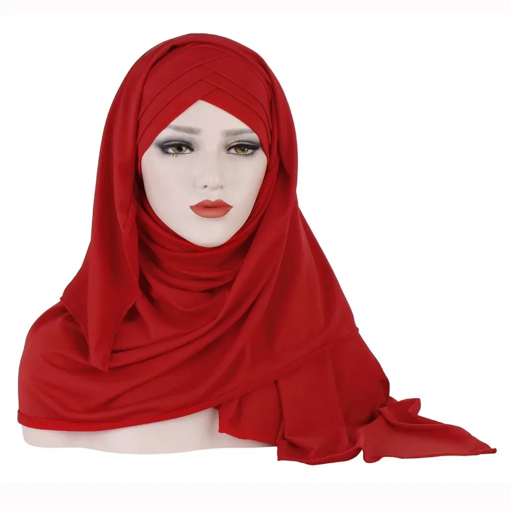 New milk silk monochrome bag head scarf hat two-piece set Muslim women's fashion cloth cover