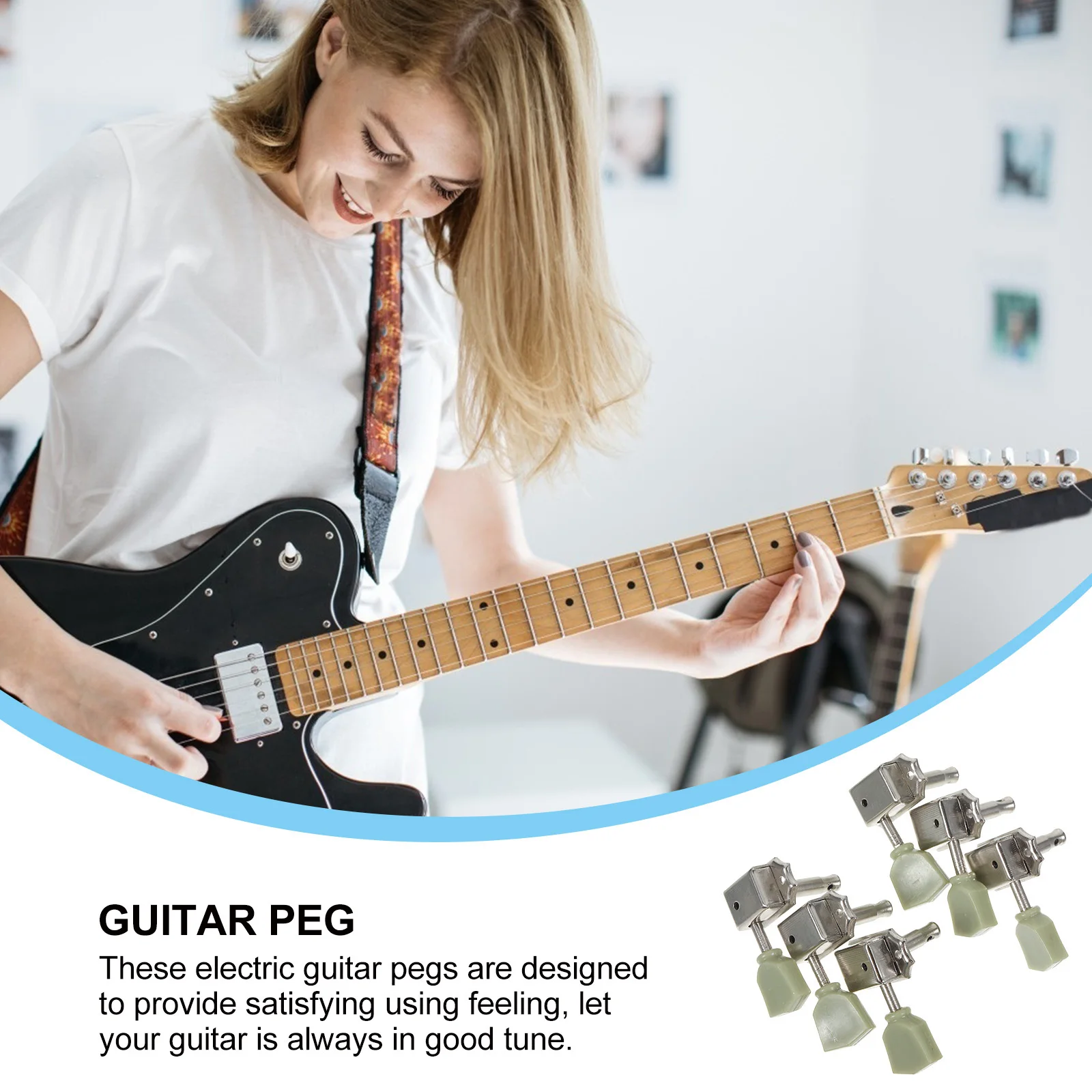 

6Pcs Guitar Tuning Pegs Metal Sturdy Craftsmanship Easy Install Remove Suitable Most Guitars Beginners Enthusiasts