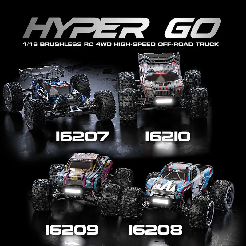 Mjx Hyper Go 16207/16210/16208/16209 3S 2S Brushless RC Car 2.4G 1/16 Remote Control Pickup 4WD High-Speed Off-Road Vehicle Toys