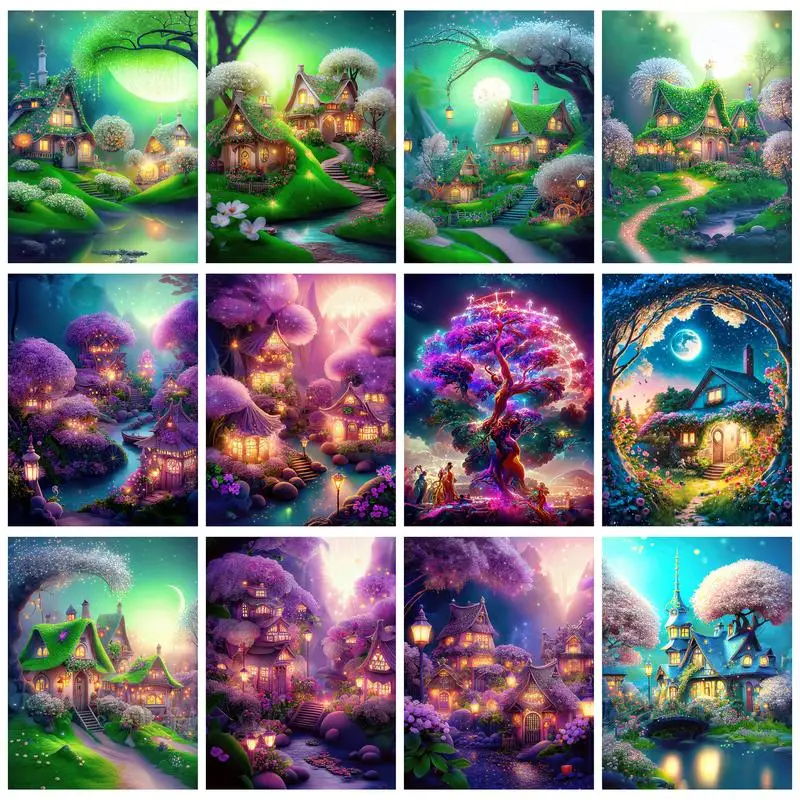 

GATYZTORY Rhinestones Diamond Painting Frame Forest Landscape Original Gifts For Adults Cross Stitch Diy Gift Home Decors