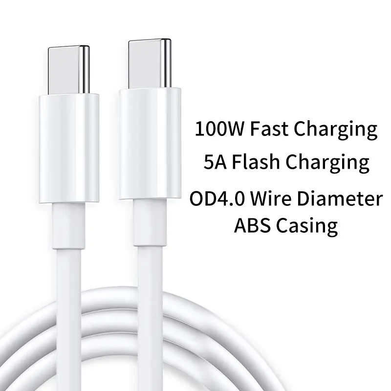 LOERSS-Câble USB Type-C à Charge Rapide pour Xiaomi, Samsung, Huawei, Macbook, Ligne de Données, 5A, PD, 20W, 80W, 100W