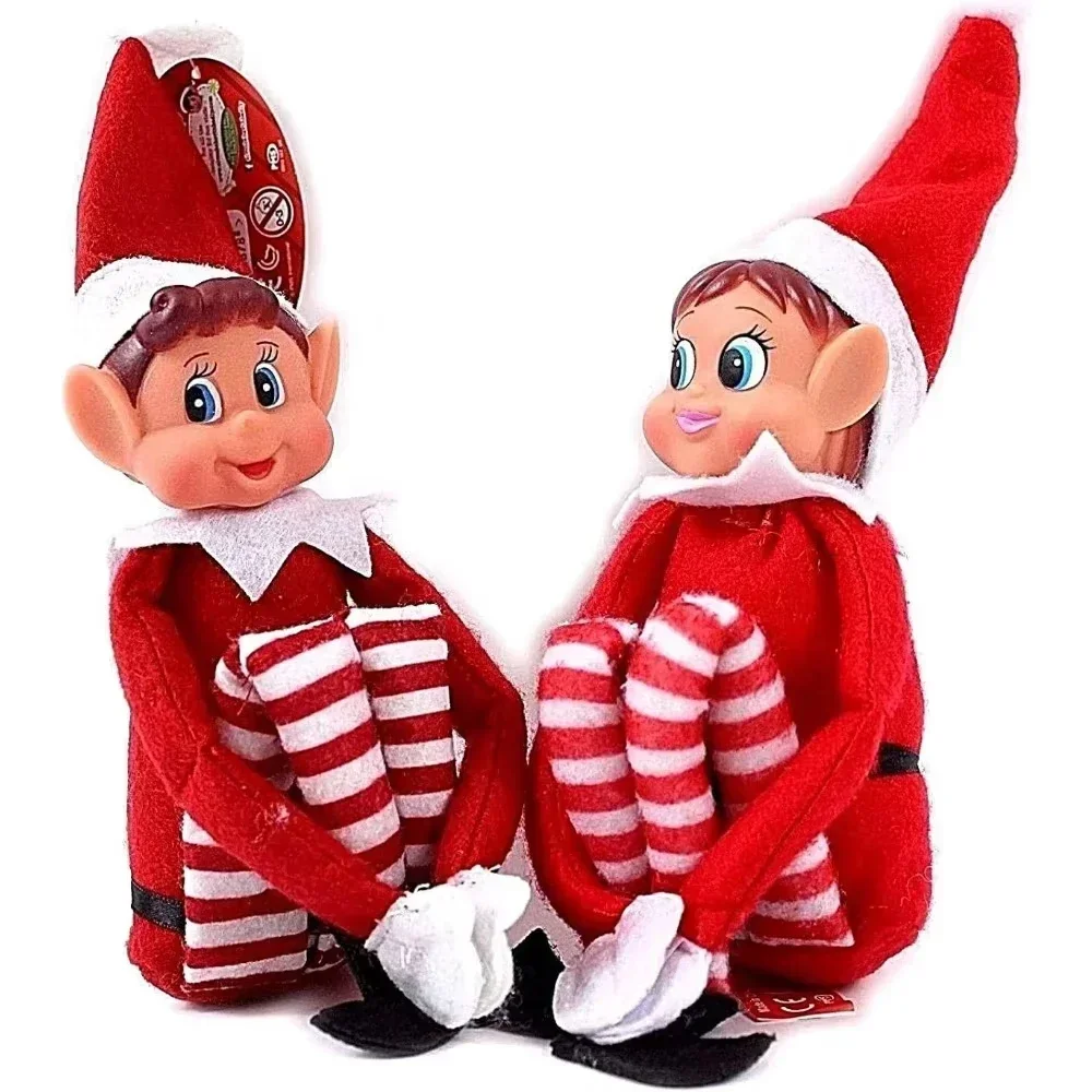 Cute Christmas Elf Doll for Kids Mini Toy Elf Dolls for Christmas Poseable Little Elf Shelf Sitters with Dangling Legs