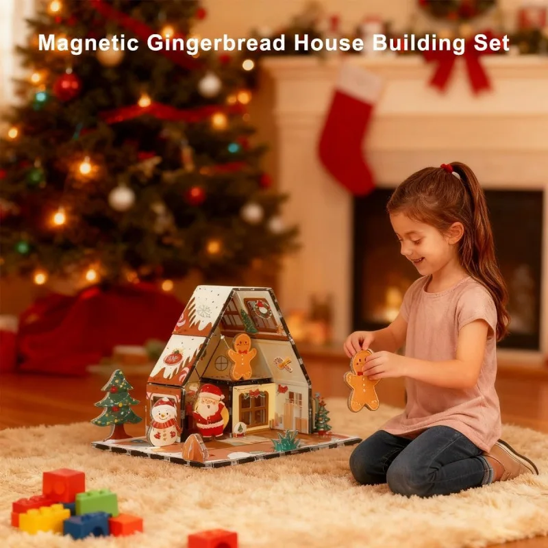 

Magnetic Gingerbread House Building Set, Holiday Ornament