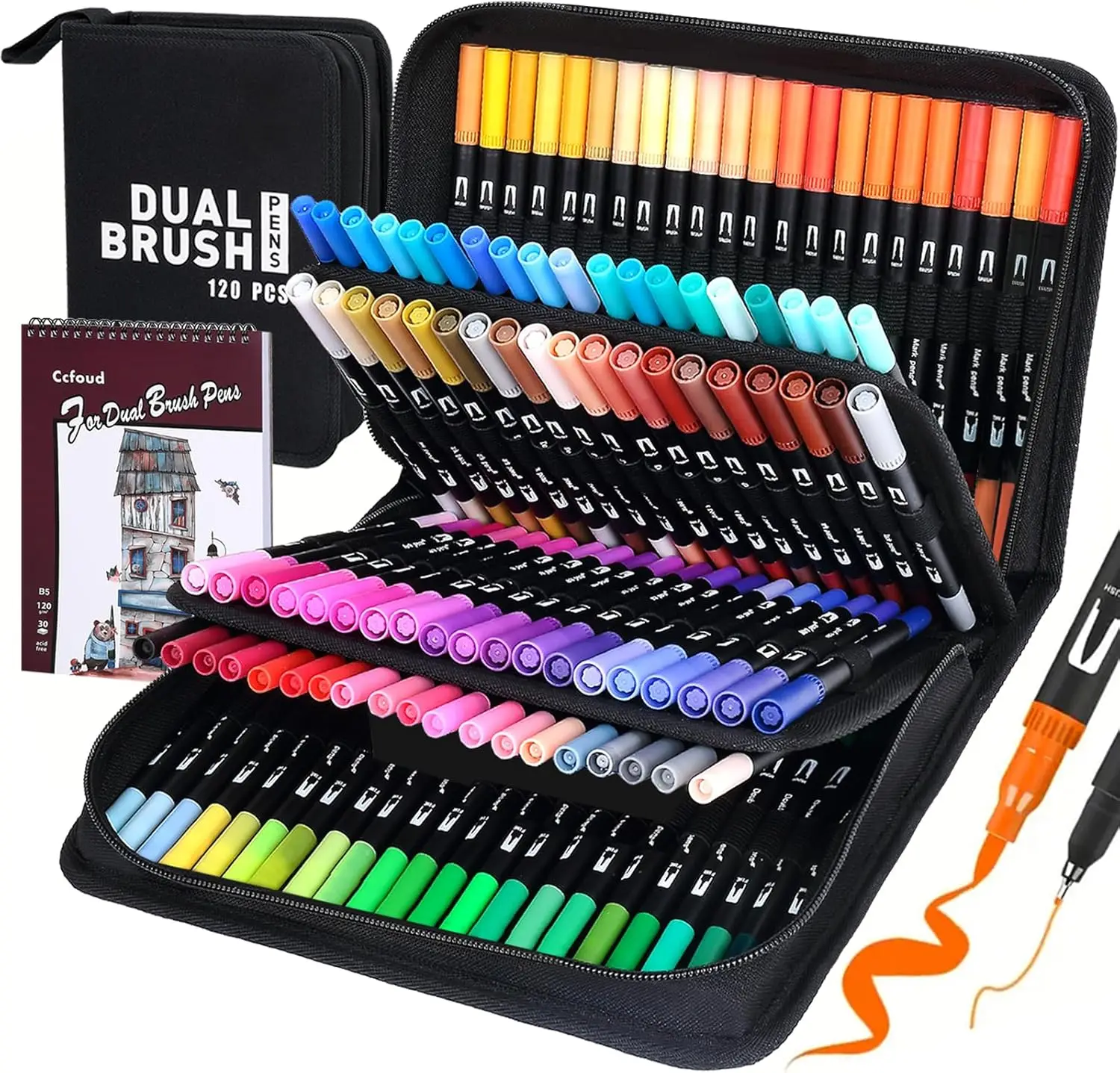 

Набор двусторонних маркеров-кистей для рисования, 24/100/120/168 цветов, тонкие маркеры для каллиграфии, маркеры для ежедневников Bullet Journal