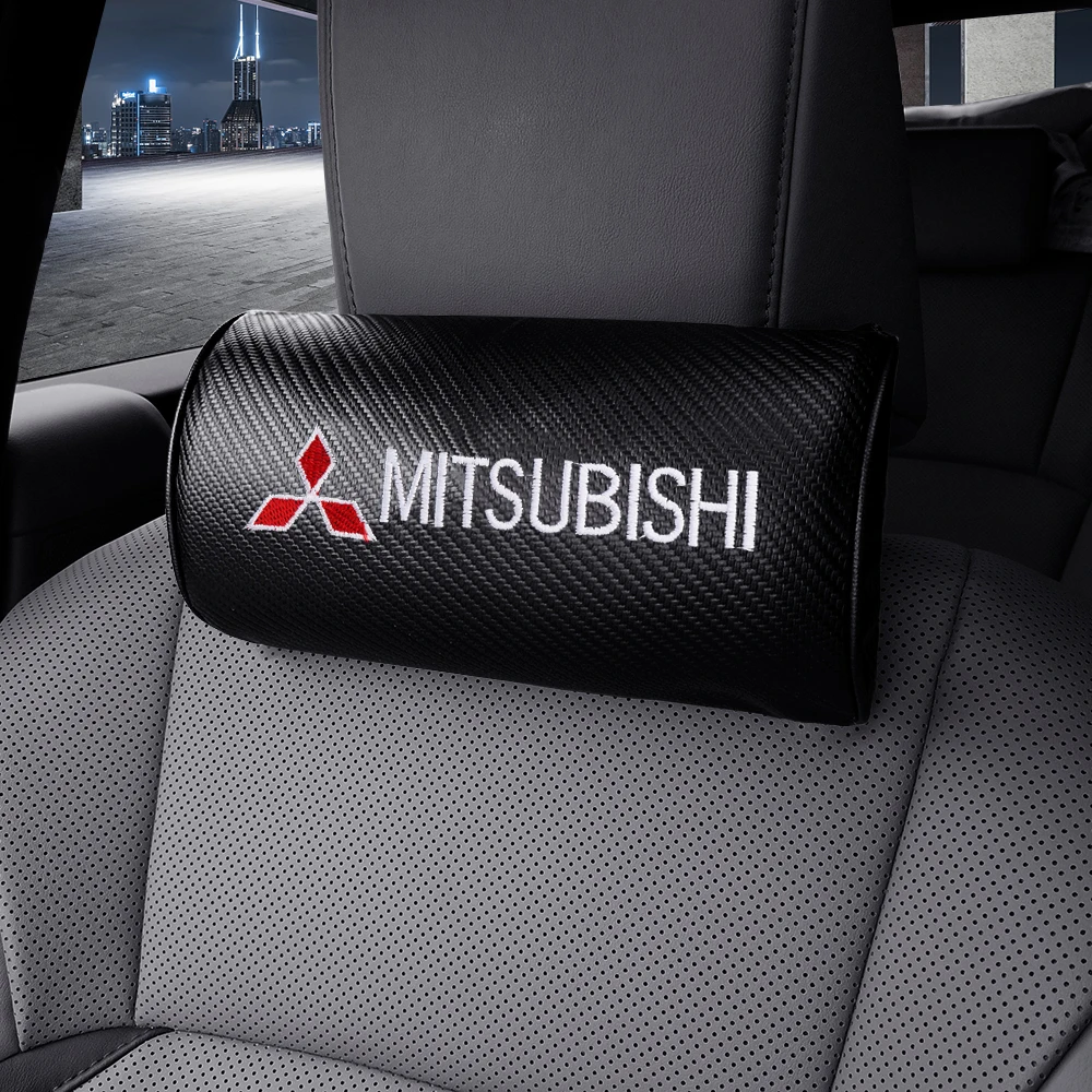 1 pçs emblemas de encosto de cabeça do assento de carro pescoço travesseiro suporte almofada acessórios automóveis para mitsubishi ralliart lancer