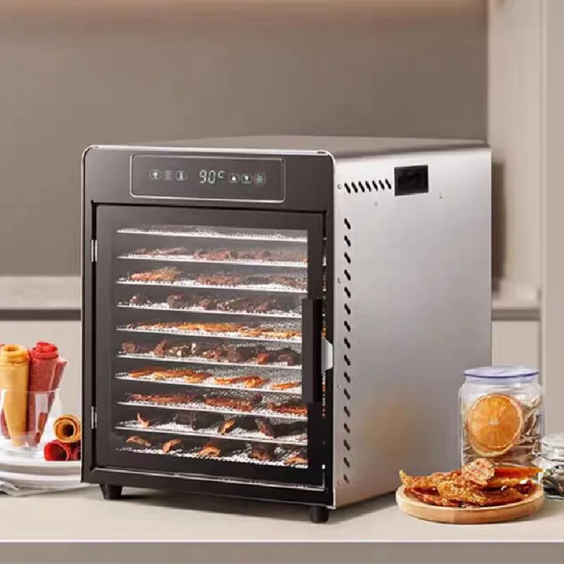 

10-layers Food Dehydrator Food dryer Small Dried Fruit Machine 304 Stainless Steel Touch Household And Commercial Sliver Meat