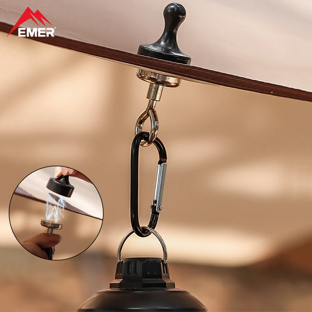 EMER Camping Magnetic Hook Strong Suction Multifunctional Outdoor Tent Skylight Canopy Carabiner Magnet Hanger Camp Accessories