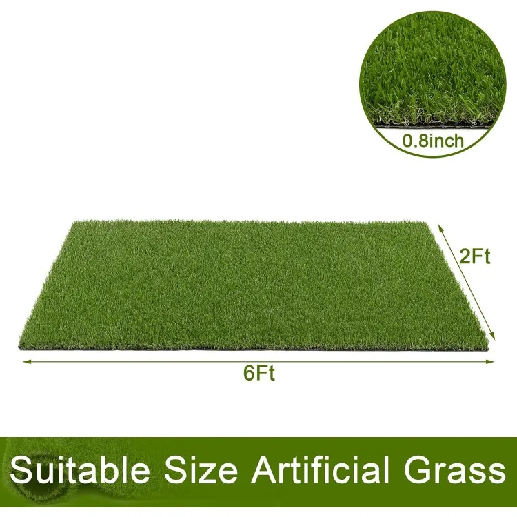 Artificial Grass Turf Area Rug 2 x 6 Ft Long Outdoor Artificial Grass Runner Rug Fake Grass Pad with Drainage Holes Realistic