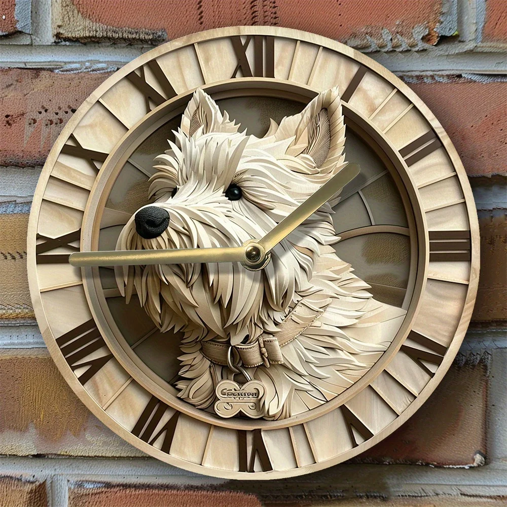 

Elegant West Highland White Terrier Wall Clock - Silent, Aluminum, Ideal For Living Room & Thanksgiving Decor