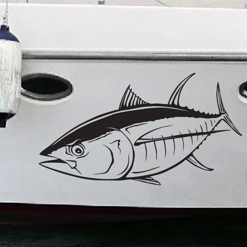 Tuna Hunter Decal Go Fishing Sticker Bucket Tackle Shop Fishhook Fish Tank Boat Box Car Vinyl Fishing1004