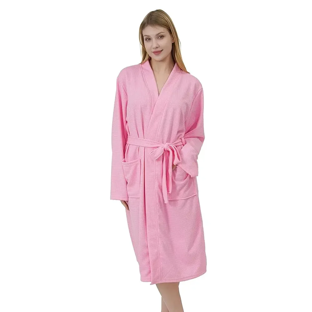 Womens Waffle Kimono Bathrobe Soft Lightweight Knee-Length for Comfortable Home and Leisure Wear