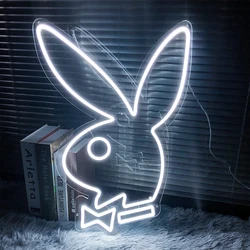 Bunny Backboard Night Neon Sign Light Led Red Rabbit 40cm Acrylic Wall Hanging Home Decor Easter Ornament Bar Lights Neon Sign