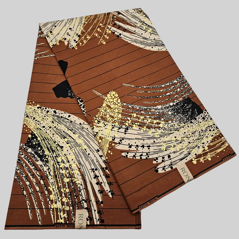 

African cotton wax printed fabric, shinning satin royal golden Dutch wax, for sewing clothing, shirts and DIY home decorations