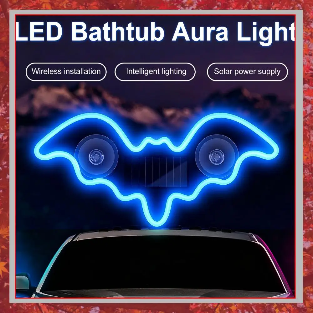 

Solar LED Car Window Light USB Rechargeable LED Wireless Bat Light Bat Shaped LED Ambient Light for Car Truck RV Front Window