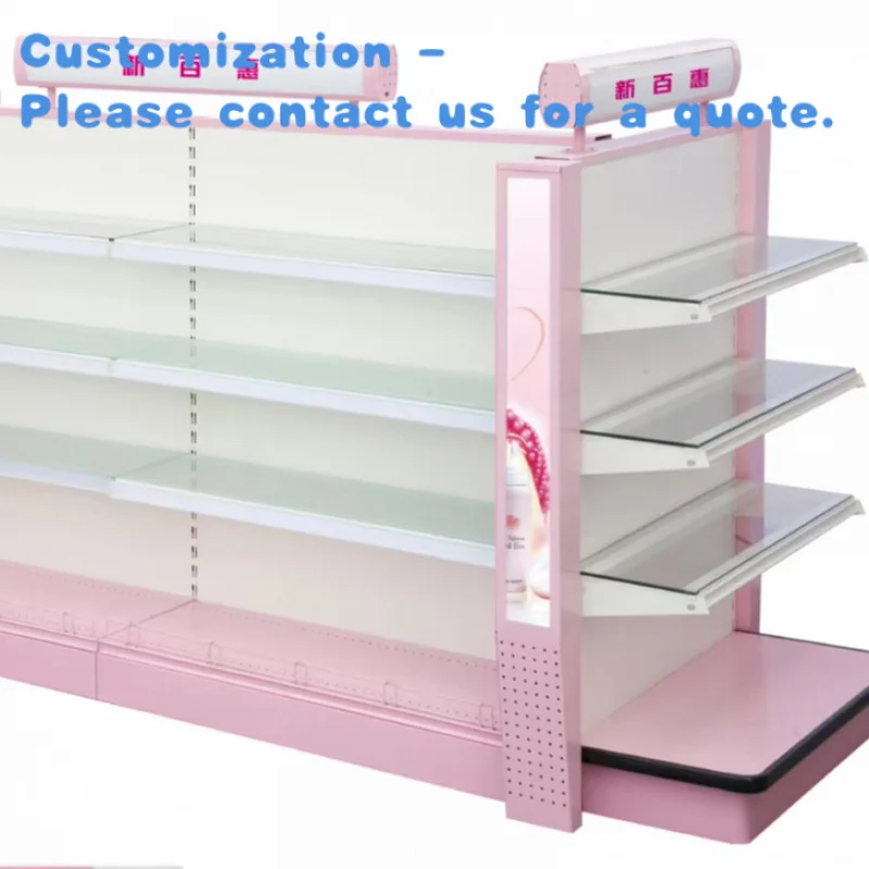 custom.Customize supermarket shelves with LED lights store floor makeup exhibition shelves cosmetic display shelves