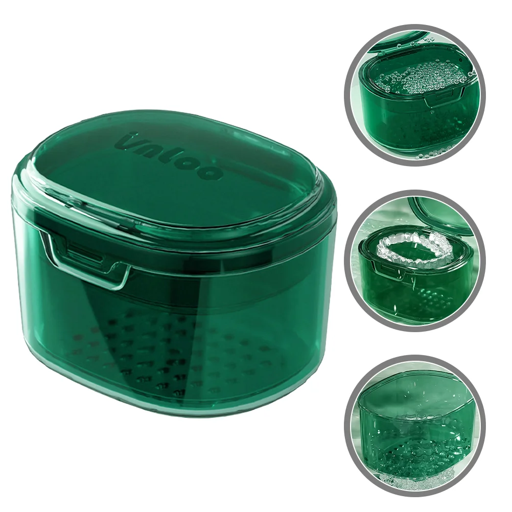 Fake Teeth Strainer Retainer Storage Box Braces Case Small False Tooth Care Tool Clean Mouth Green Carrying Container Travel