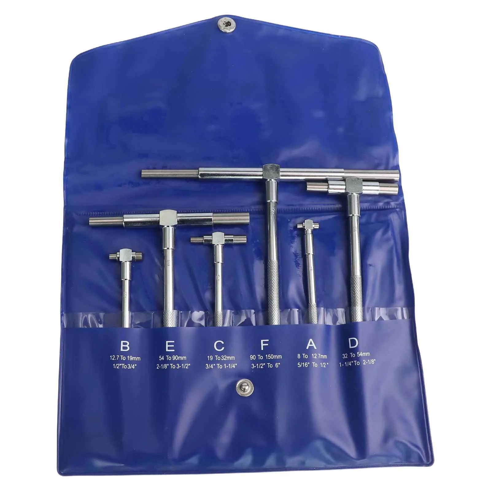 6pcs Telescopic Gauge Set 8-150mm Adjustable Inner Diameter Metal Micrometer Measuring Tool For Hole Slot Recess Inspection