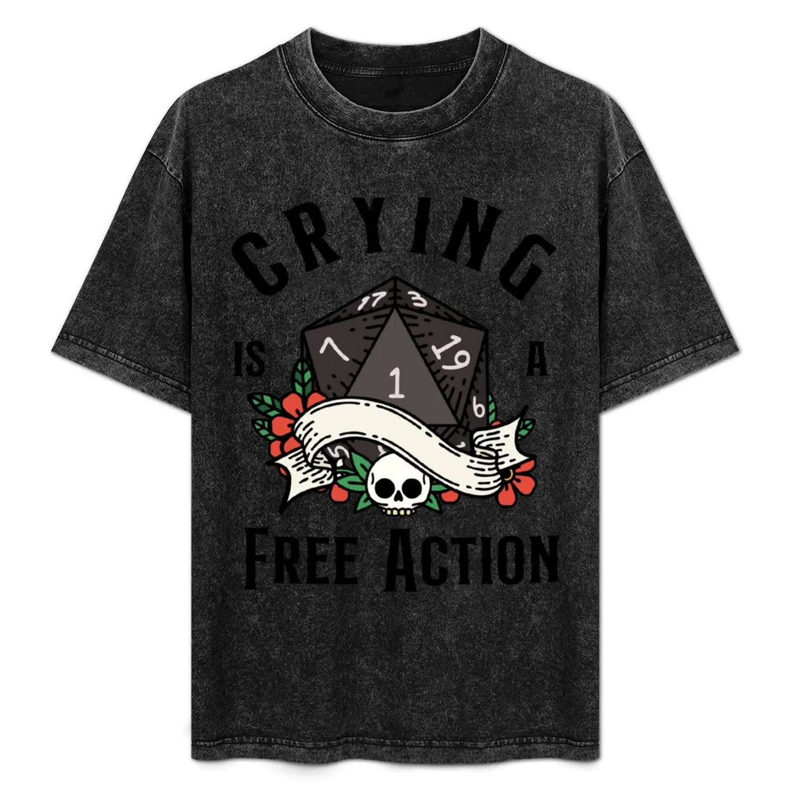 DND RPG Funny Critical failure: Crying is a free action, Natural one D20 dice. T-Shirt vintage t shirts customs clothes for men