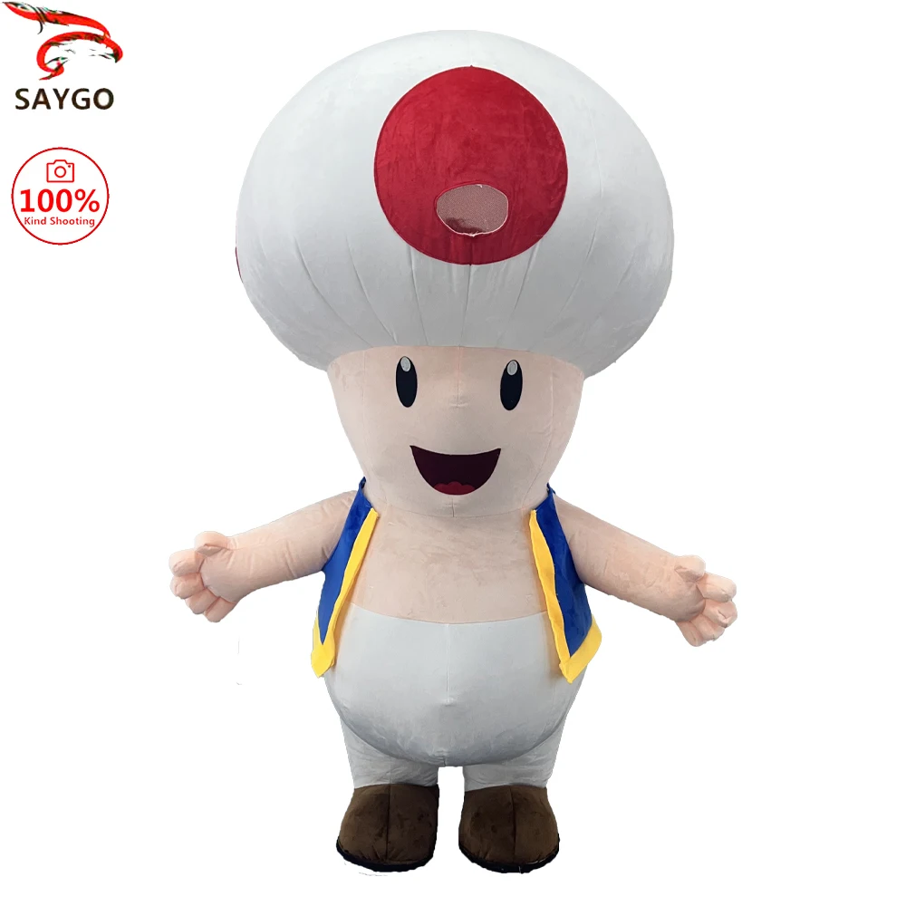 

SAYGO Inflatable Mushroom Head Costume Mascot Parade Adult Anime Character Cosplay Halloween Party Event Prop Set