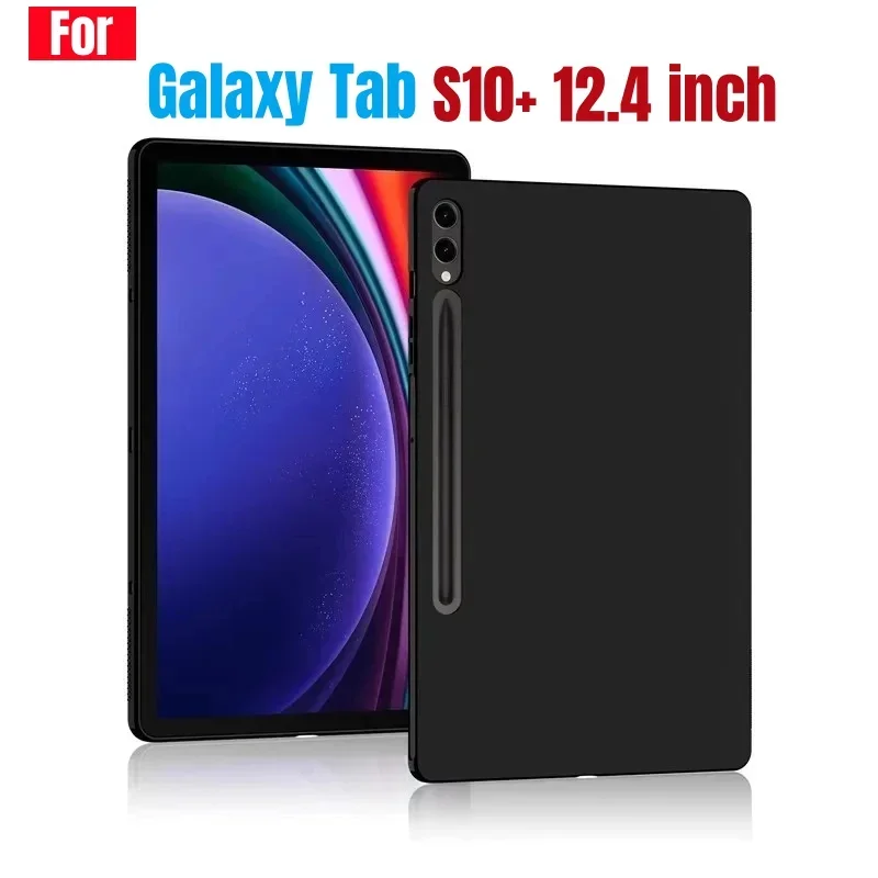 Tablet Case for Samsung Galaxy Tab S10 Plus SM-X820 SM-X826B 12.4 cover Silicone TPU Black Protective Shell Back