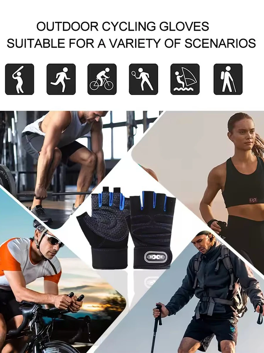 AliExpress Cycling Fitness Half Finger Gloves for Men's and Women's Wristbands Dumbbell Training Anti Slip Breathable Exercise Training